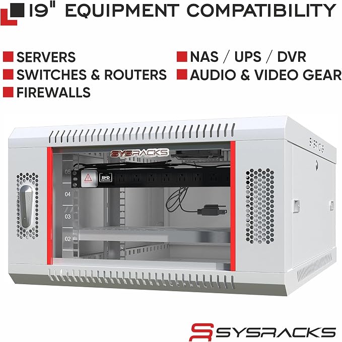 12U Wall Mount Server Rack Cabinet 24” Deep, 19” Network & AV Enclosure - Image 9