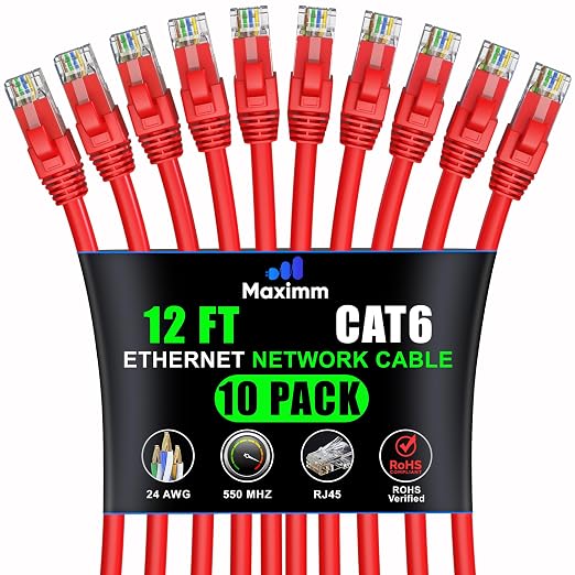 Maximm Cat 6 Ethernet Cable 12 ft by MaximmCable