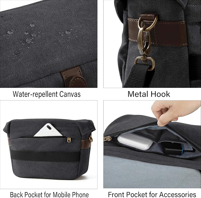 BAGSMART Camera Bag, SLR DSLR Canvas Crossbody Camera Case, Compact Camera - Image 5