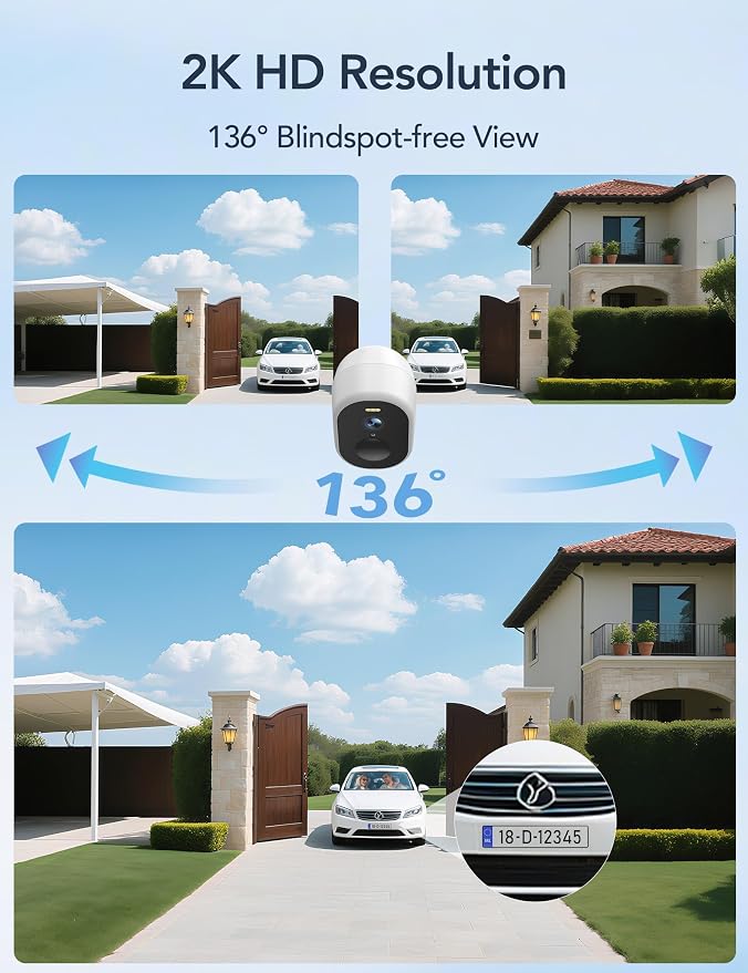 GNCC Solar Security Camera Wireless Outdoor, 2K Battery Powered Camera - Image 3