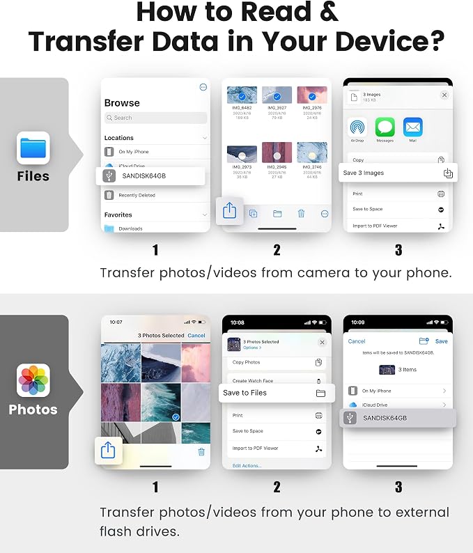 AkHolz SD Card Reader for iPhone iPad Built-in Lightening & USB-C Dual - Image 7