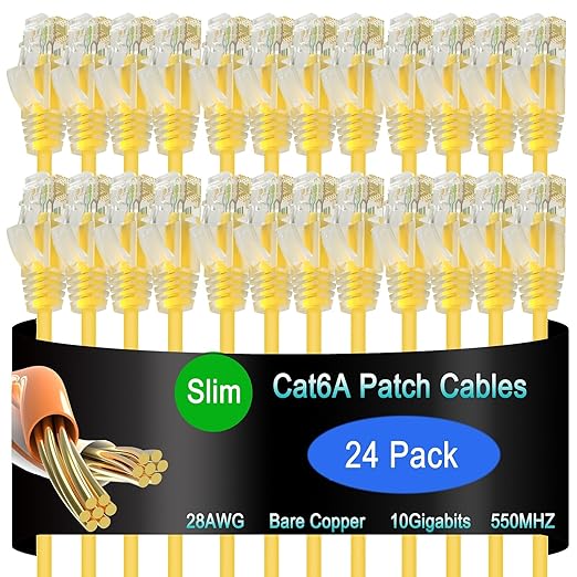Cat6a Slim Ethernet Patch Cable 2 ft, Cat6a Patch Cable by Lysymixs