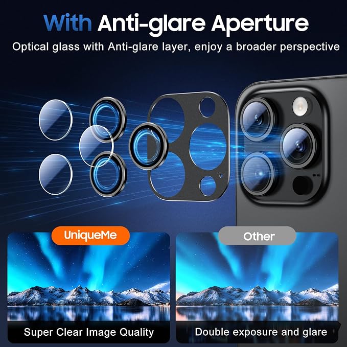 UniqueMe for 3 Pack iPhone 15 Pro/iPhone 15 Pro Max Camera Lens Protector - Image 4