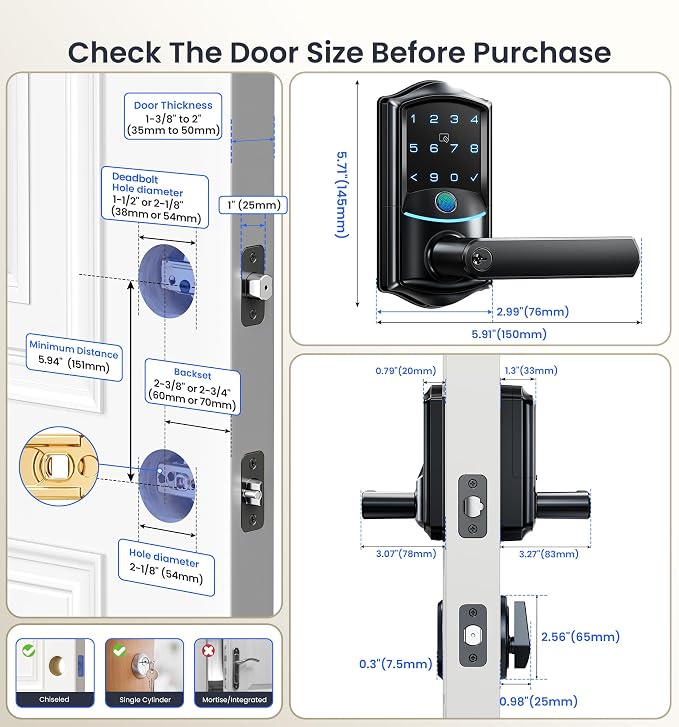 Veise VE029-E Wi-Fi Smart Lever Lock - Image 11