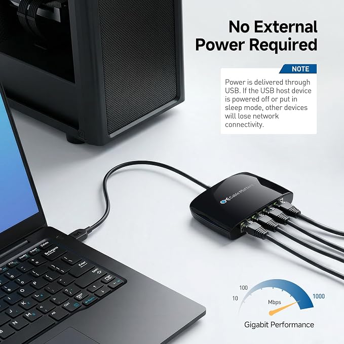 Cable Matters USB to 4-Port Gigabit Ethernet Switch - Image 3
