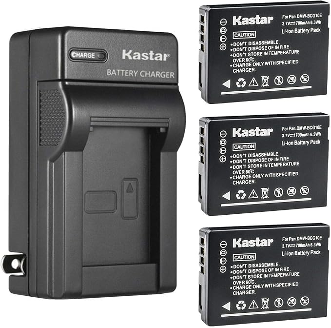 Kastar 3-Pack DMW-BCG10 Battery and AC Wall Charger Replacement by Kastar