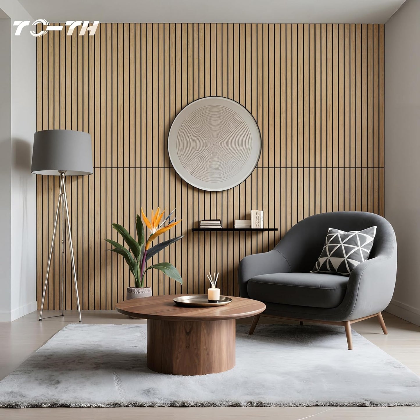 TO-TH Wood-Look Acoustic Panel, 4 Pack 47.2” x 23.6” Soundproof Wall Panels, Decorative Sound Absorbers Large Acoustic Panels for Home, Office, Basement, Teak