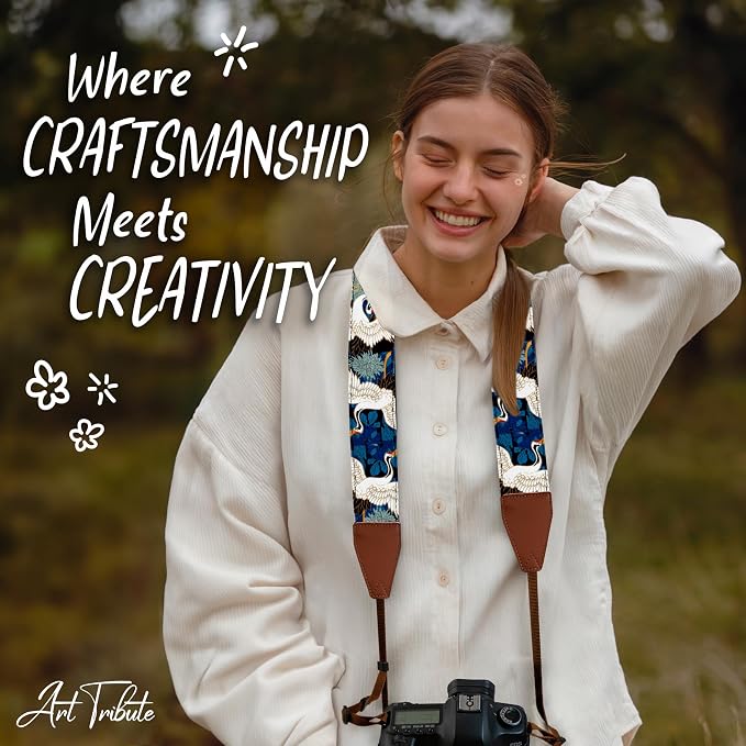 Art Tribute Camera Strap, Vintage Embroidered Neck Shoulder & Crossbody Camera - Image 8