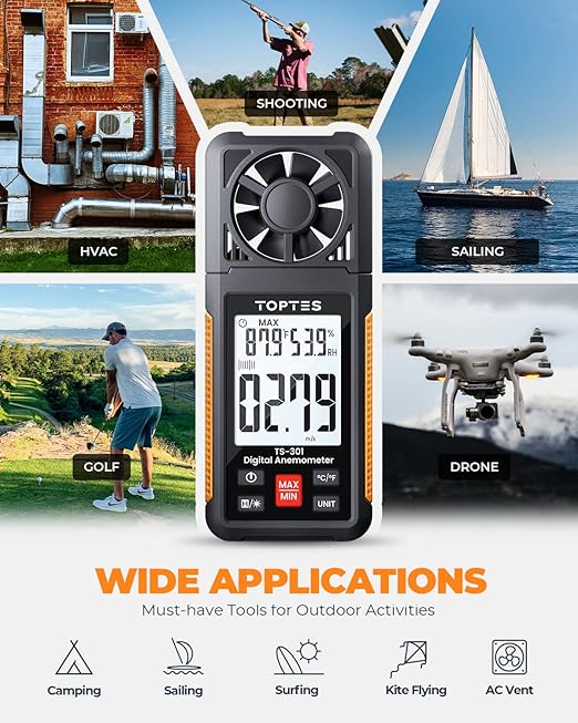 TopTes TS-301 Digital Anemometer, Wind Speed Meter - Image 5