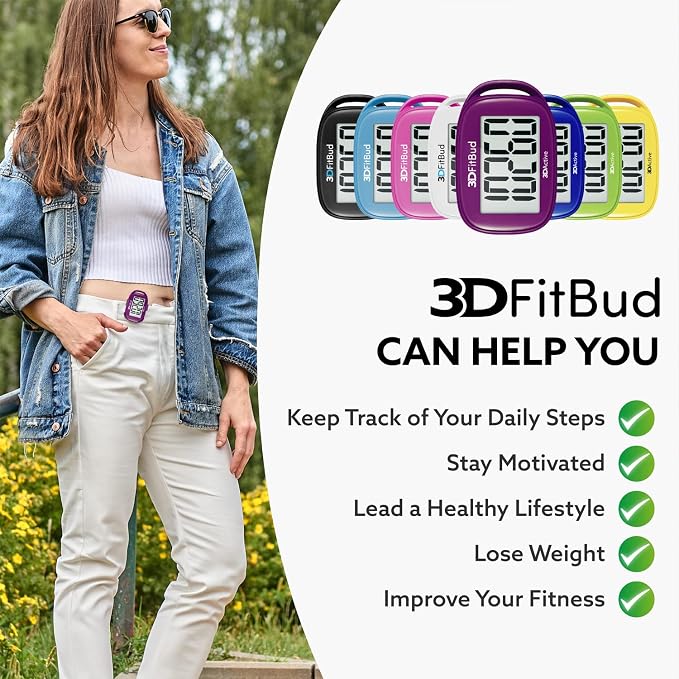 3DActive 3DFitBud Simple Step Counter Walking 3D Pedometer - Image 4