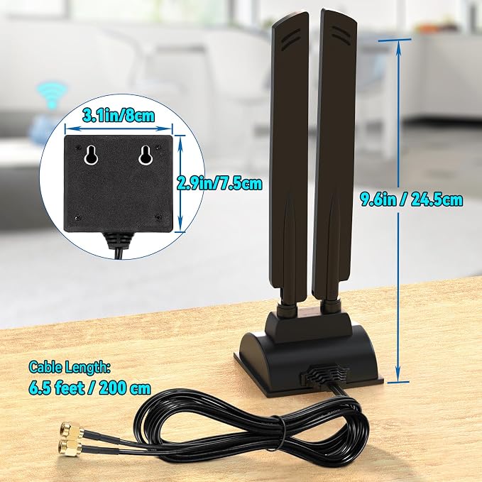 Eightwood WiFi 6E Antenna Tri-Band 6GHz 5GHz 2.4GHz RP-SMA WiFi Antenna Magnet - Image 6