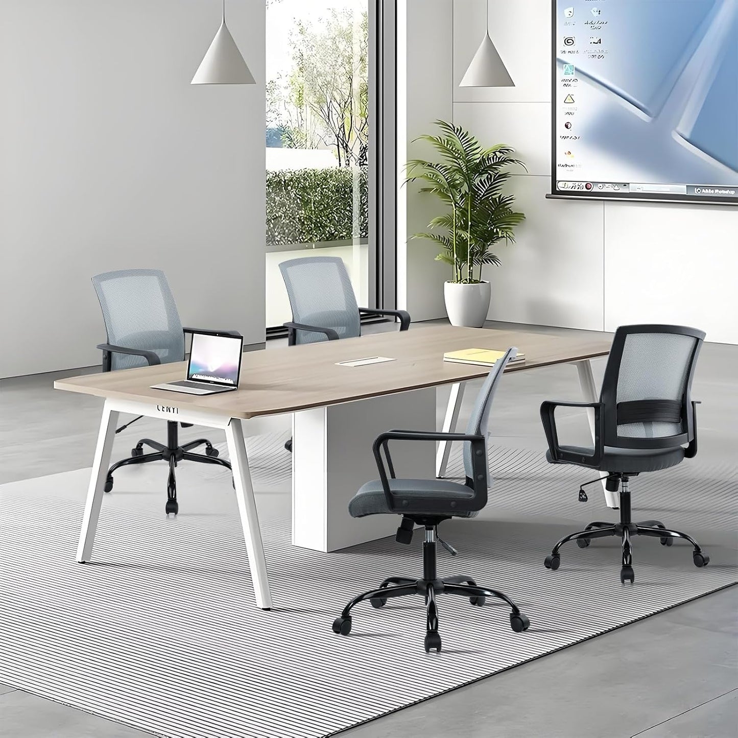 CLATINA Ergonomic Office Desk Chair - Mesh Office Chair with Adjustable Lumbar Support, Rolling Comfortable Computer Task Chairs with Arms for Home Conference-Gray, 8 Pack