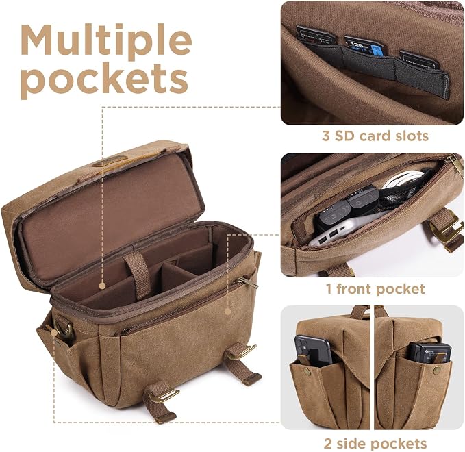 SMRITI Canvas DSLR Camera Bag, Camera Messenger Bag - Image 3