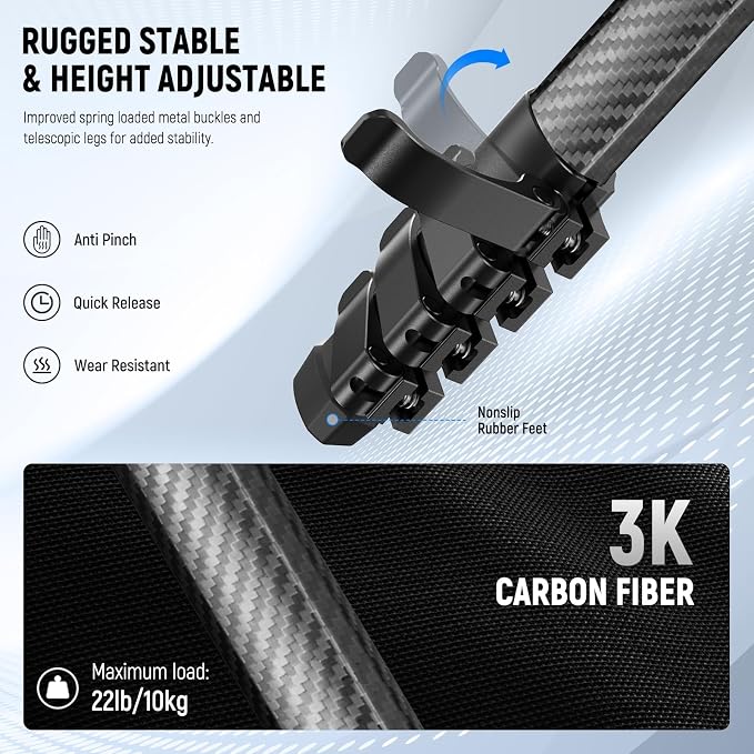 NEEWER LITETRIP LT38 61" Travel Tripod Carbon Fiber - Image 3
