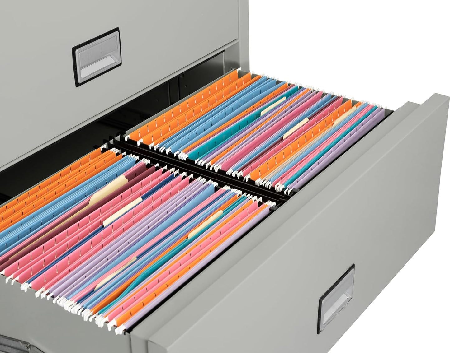 38 inch Wide 4-Drawer Lateral Fireproof File Cabinet – Legal and Letter Size Filing – Key Lock – Water Resistant – Fire Safe and Impact Rated – Light Gray Finish – Model LAT4W38LG