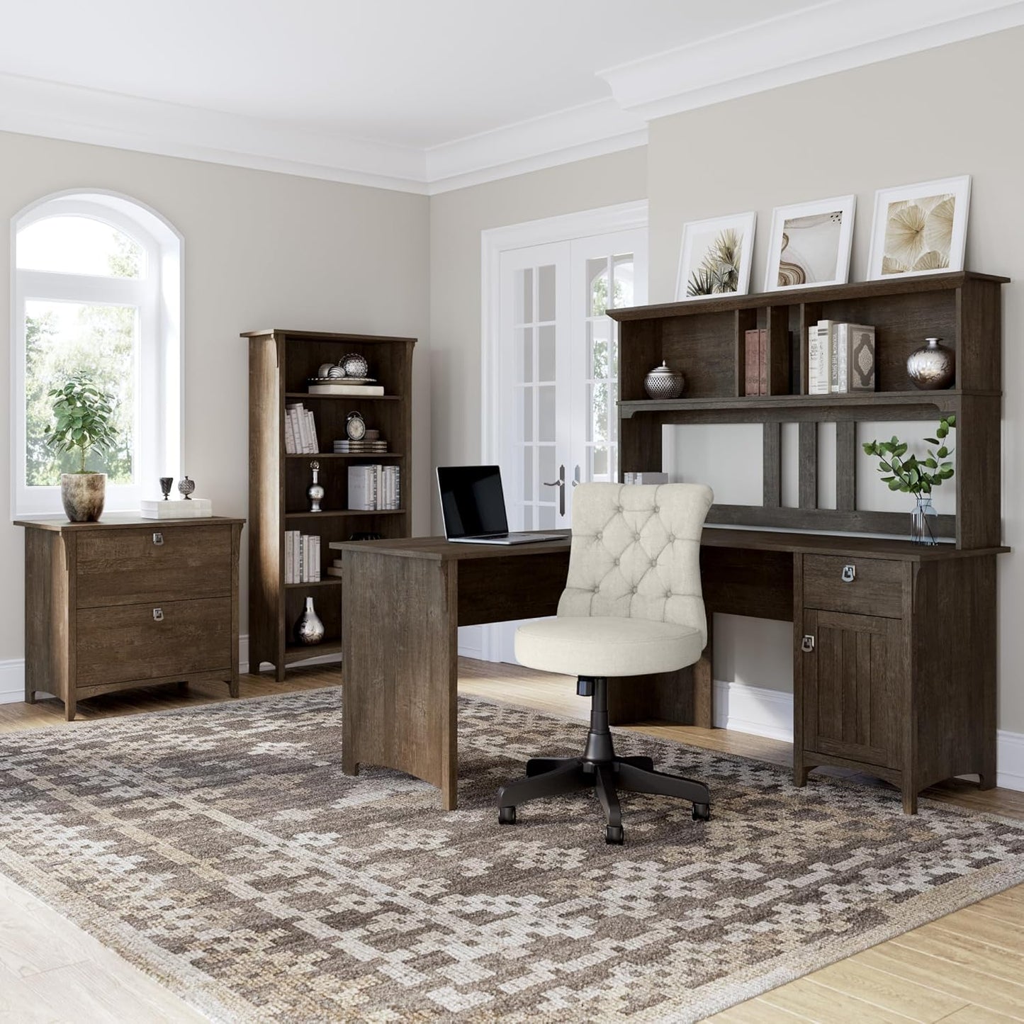 Bush Furniture Salinas 2 Drawer Lateral File Cabinet in Ash Brown