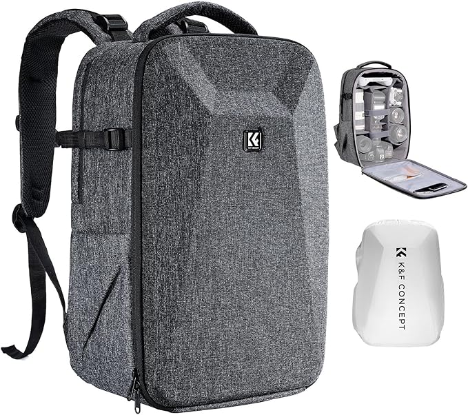 K&F CONCEPT Camera Backpack, Hardshell Photography DSLR Camera Bag by KFCONCEPT