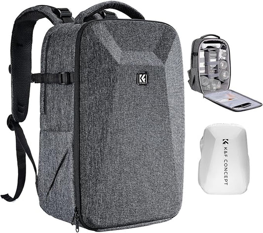 K&F CONCEPT Camera Backpack, Hardshell Photography DSLR Camera Bag by KFCONCEPT