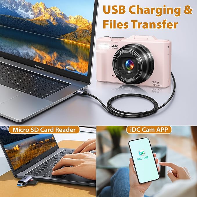 4K Digital Camera for Photography, 64MP Compact Vlogging Camera - Image 6