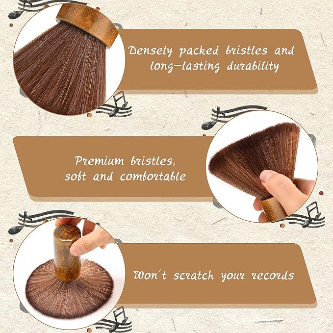 Ziliny 3 Pcs Vinyl Record Cleaning Brush Wooden Anti Static Dust Record Vinyl - Image 3