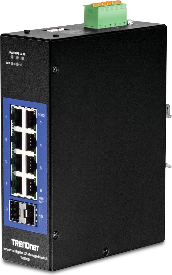 TRENDnet 10-Port Industrial Gigabit L2 Managed DIN-Rail Switch, 8 X Gigabit by TRENDnet