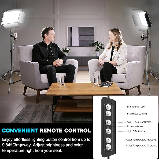 2 Pack LED Video Light Kit 79'' Tripod Light Stand, 30W 3000Lux Photography - Image 3