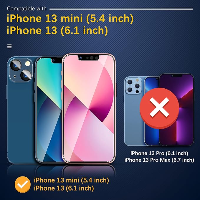 UniqueMe for iPhone 13 / iPhone 13 Mini Camera Lens Protector, Tempered Glass - Image 2