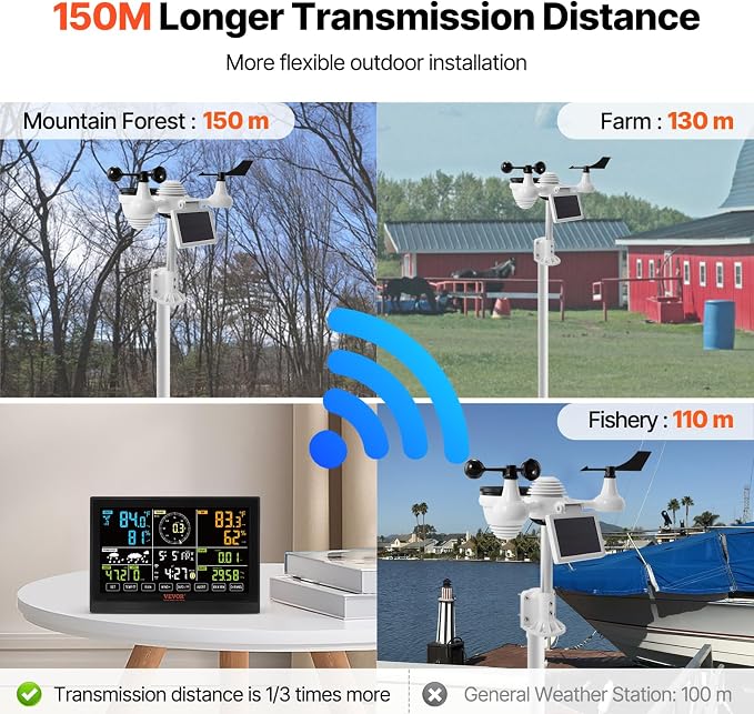 VEVOR YT60234 WiFi Weather Station 7-in-1, Weather Stations WiFi Indoor Outdoor - Image 7