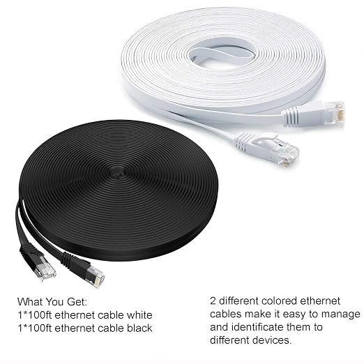 DAYEDZ Ethernet Cable 100 ft 2 Pack Cat 6 Flat Cable Ethernet Cord, Slim Long - Image 4
