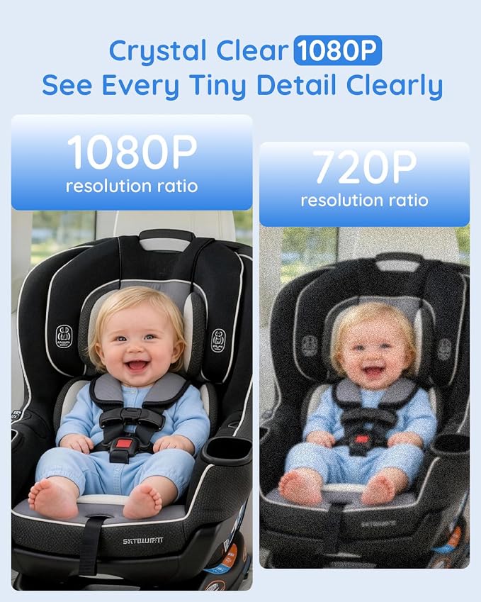 Luckview BM5PRO Dual Camera Baby Car Monitor, 7.2 Inch 1080P Split Screen - Image 3