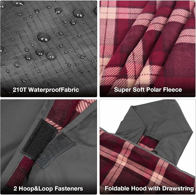 DUKUSEEK Stadium Blanket Waterproof Windproof, Outdoor Hooded Blankets - Image 2