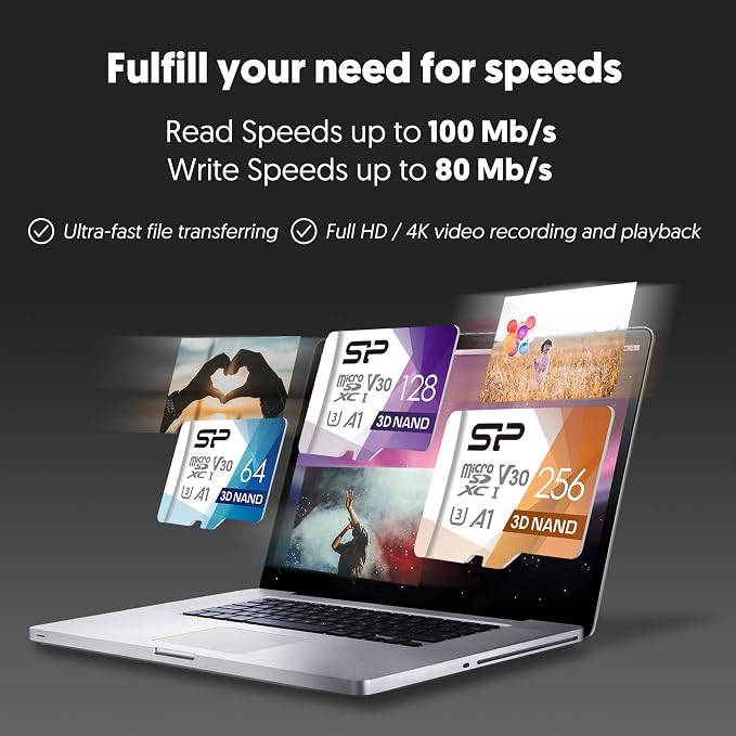 Silicon Power 256GB Micro SD Card U3 SDXC Up to 100MB/s High Speed Memory Card - Image 4