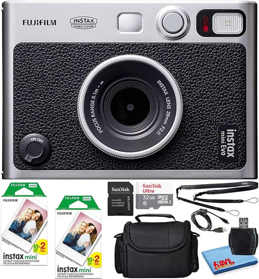 Fujifilm Instax Mini EVO Hybrid Instant Film Camera Bundle by Amazon+Renewed