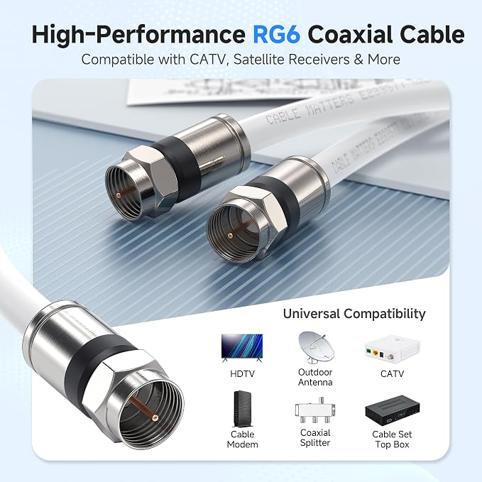 Cable Matters 3-Pack RG6 Coaxial Cable - 3ft - Image 2