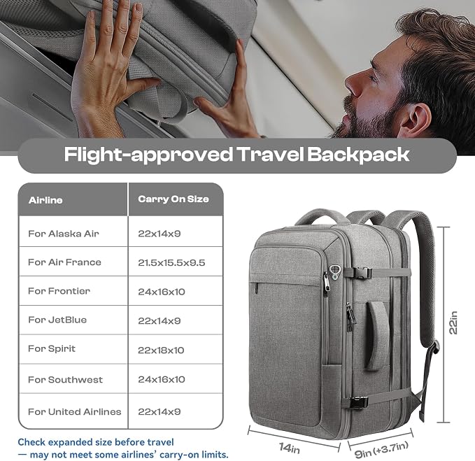 Travel Laptop Backpack for Men, 60L Extra Large TSA Approved Business Computer - Image 2
