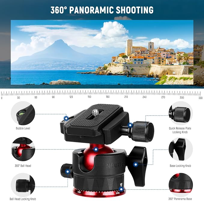 NEEWER Basics Carbon Fiber Travel Tripod, Arca Type Ball Head & Cell Phone - Image 5