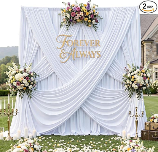 12ft x 10ft White Backdrop Curtains by CO-AVE