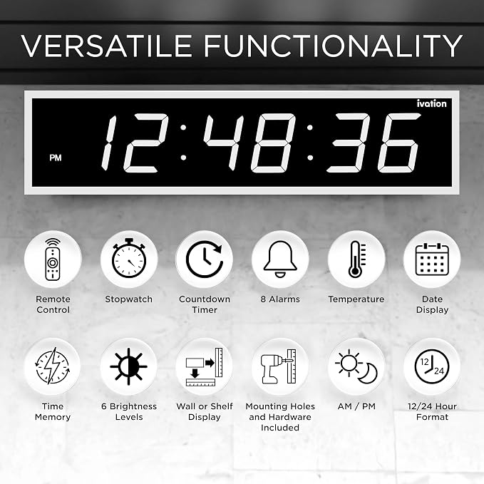 Ivation Huge Oversized 48" Large Digital LED Clock | Big Digital Clock - Image 6