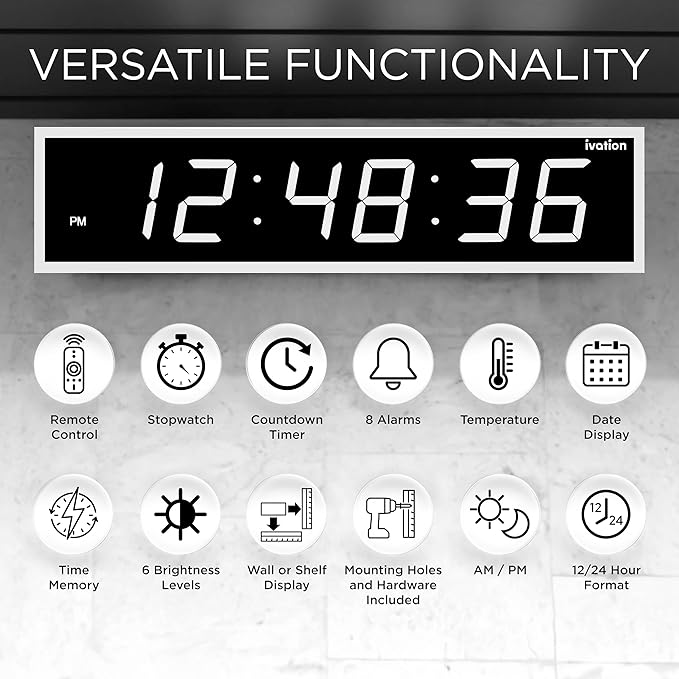 Ivation Oversized 36" Large Digital LED Clock | Big Digital Clock - Image 6