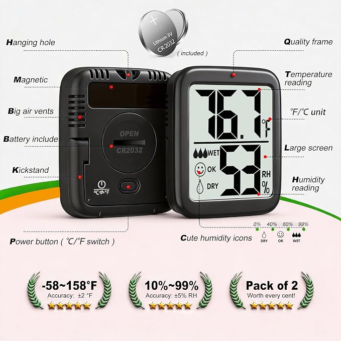 Antonki 2 Pack Room Thermometer - Image 3