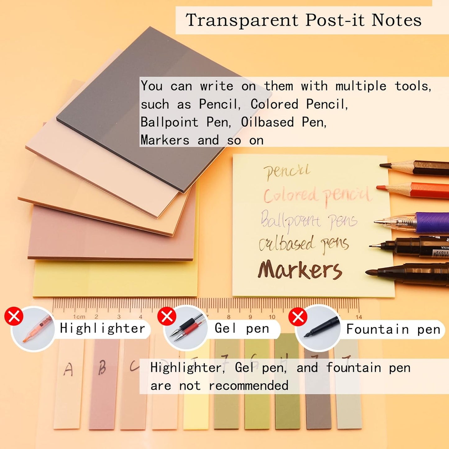 800Pcs Transparent Sticky Notes, 3"x3" Clear Sticky Notes, Waterproof Translucent Sticky Note Pads for Books Annotation, Clear Post it Notes for Bible Study, School, Office（Morandi）