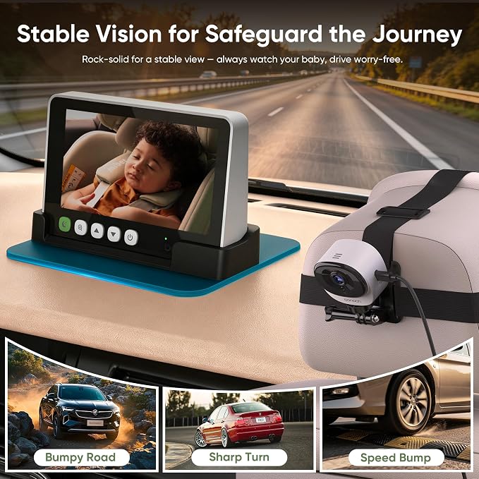 bonoch 5" 1440P Baby Car Camera, Backseat Rear Facing Mirror - Image 5