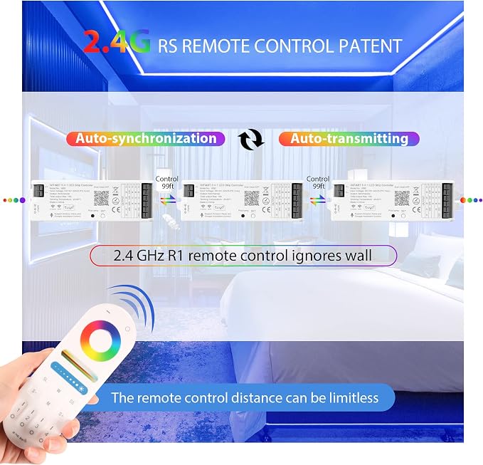 WB5 RF WiFi Bluetooth LED Strip Controller RGB CCT RGBW 5in1 Dimmable Compatible - Image 3