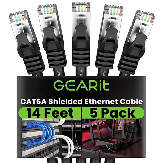 GEARit Cat6A Ethernet Cable 10Gbps Snagless Shielded SSTP, SFTP Shielded by GEARit