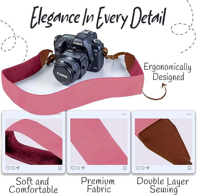 Art Tribute Camera Strap For Photographers Padded Universal Fit Neck Shoulder & - Image 3