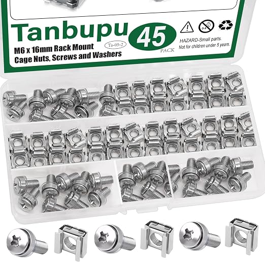45PACK M6 x 16mm Rack Mount Cage Nuts, Enclosures by Tanbupu