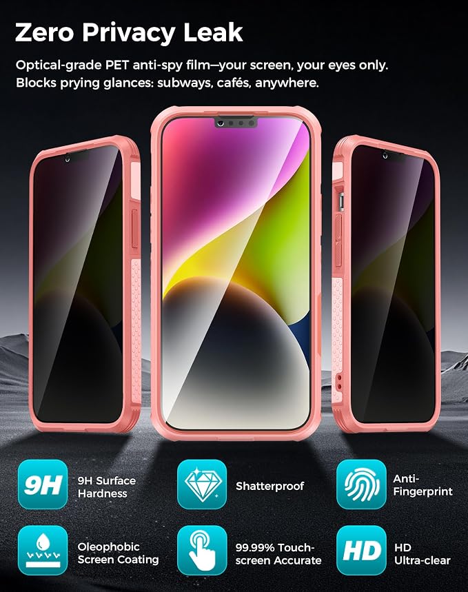 Goton for iPhone 14 Case with Privacy Tempered Glass Screen Protector & Camera - Image 5