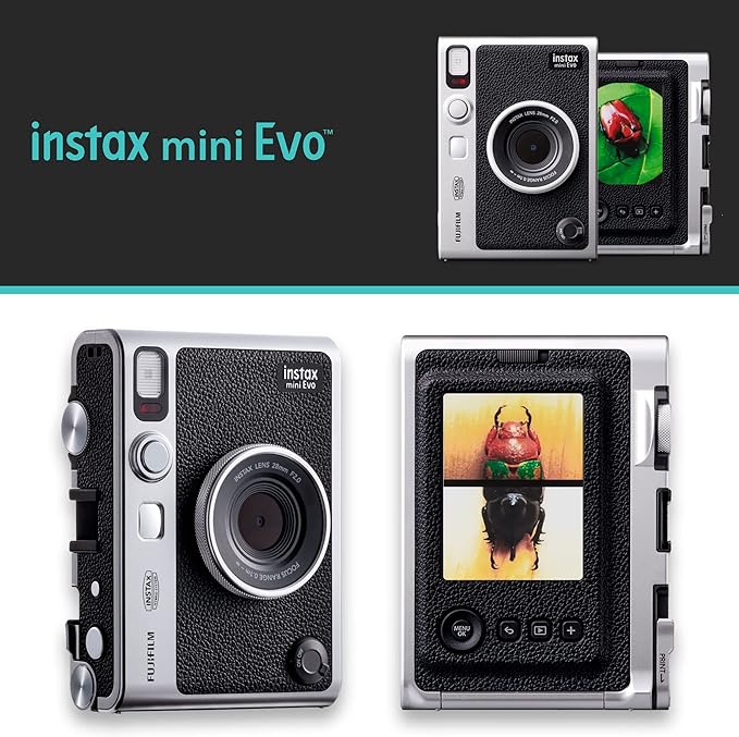 Fujifilm Instax Mini EVO Hybrid Black Instant Camera | Instax Mini Twin Pack - Image 2