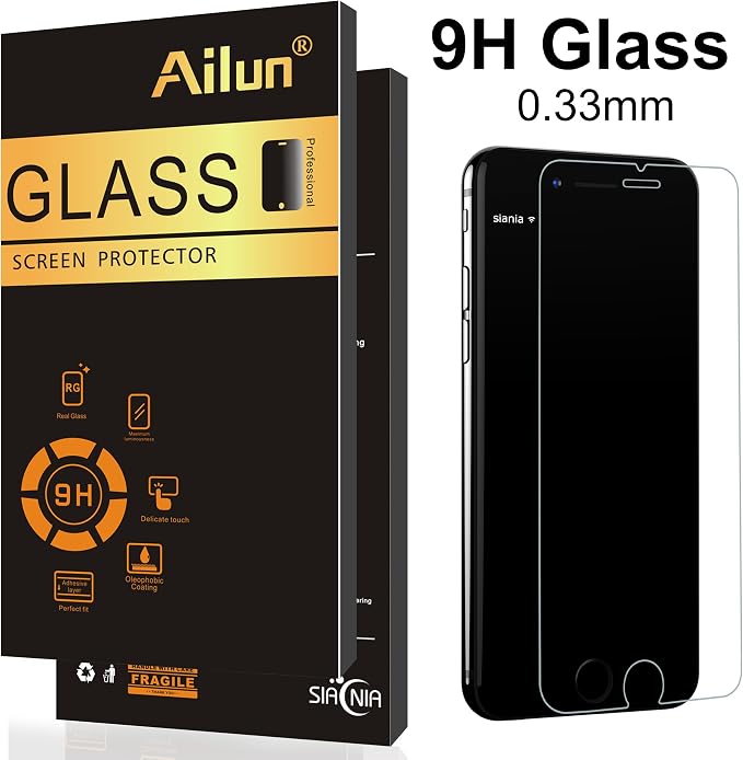 Ailun Screen Protector for Apple iPhone 8, 6 3Pack, 2.5D Edge Tempered Glass - Image 2