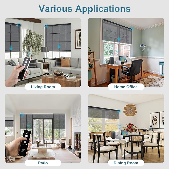 SmartWings Motorized Light Filtering Roller Shades 60% Blackout Work - Image 4